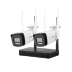 KIT 2 Cámaras Bala 2 Megapíxeles / 1 Grabadora Wi-Fi / Hasta 512 GB de Almacenamiento (No Incluye Memoria SD) / Incluye Fuente y Cable RJ45